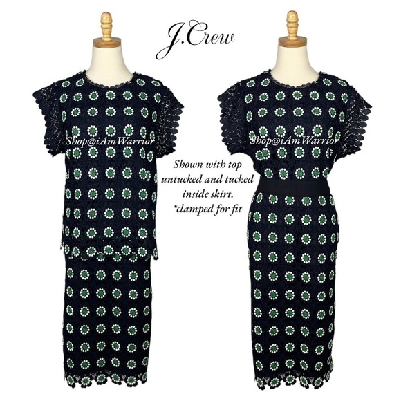 J.Crew NWT 2PC navy floral eyelet top & pencil skirt set *shop@iamwarrior - Picture 7 of 15
